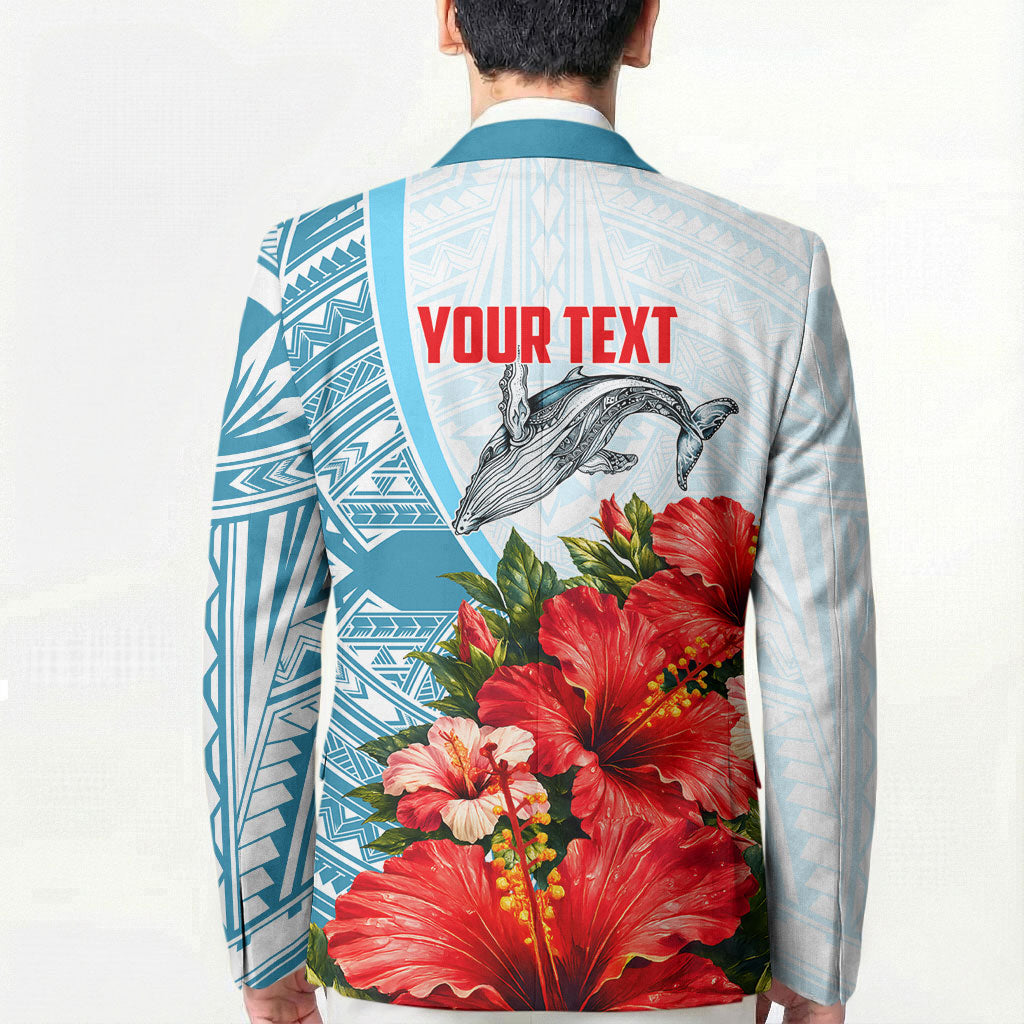 Personalized American Samoa Masefau Blazer Hibiscus Tropical Floral Whale Polynesian Tribal Pattern