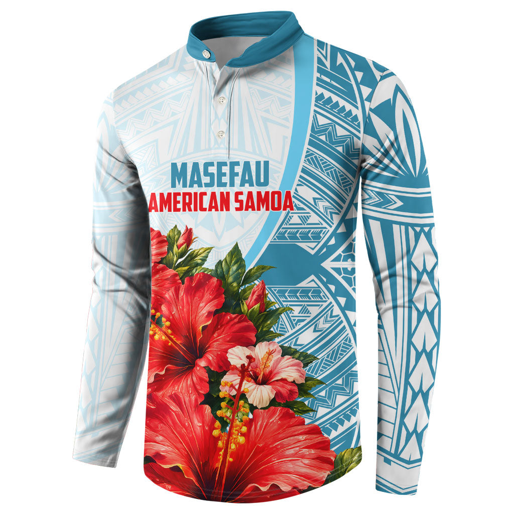 Personalized American Samoa Masefau Button Sweatshirt Hibiscus Tropical Floral Whale Polynesian Tribal Pattern