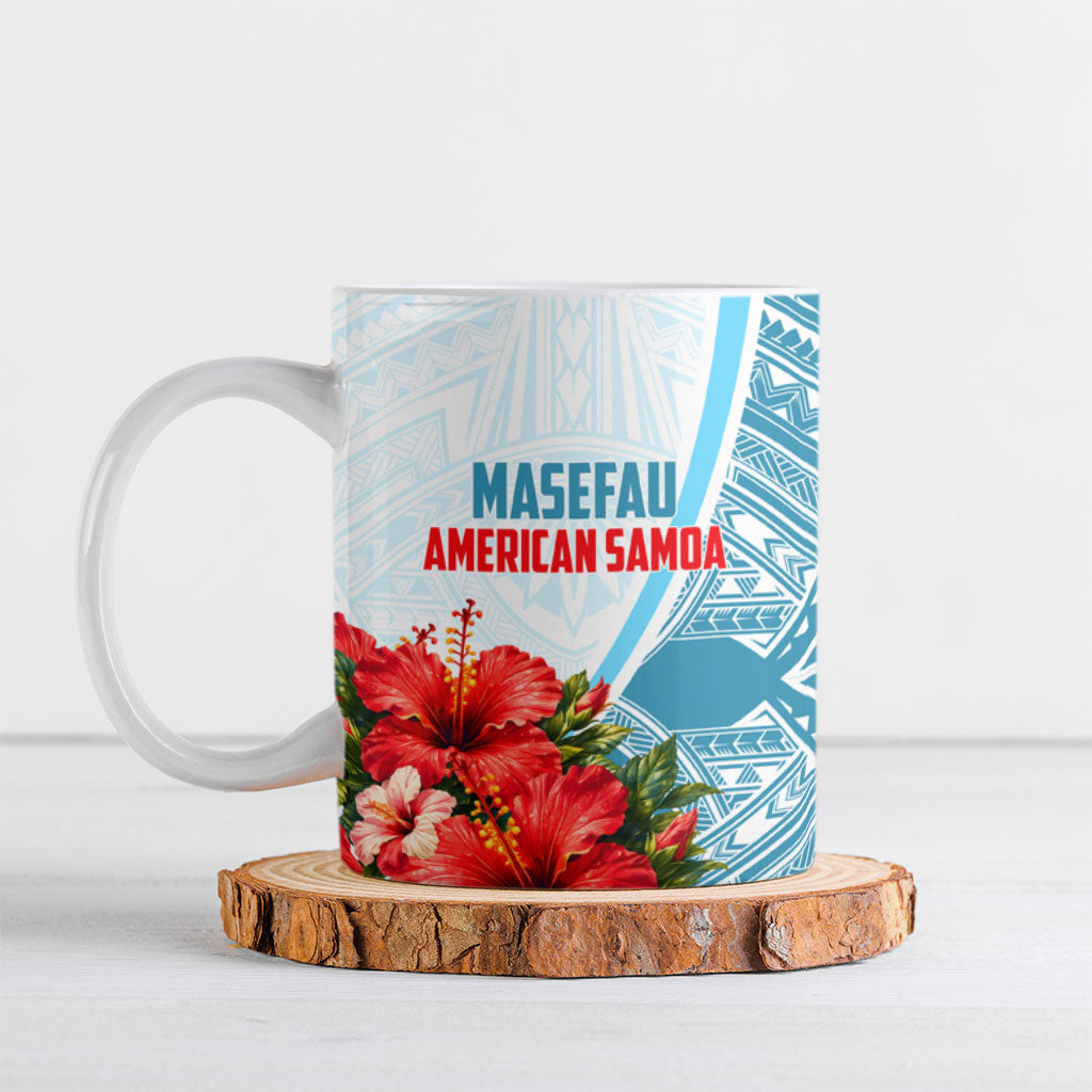 Personalized American Samoa Masefau Ceramic Mug Hibiscus Tropical Floral Whale Polynesian Tribal Pattern