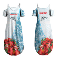Personalized American Samoa Masefau Couples Matching Summer Maxi Dress and Long Sleeve Button Shirt Hibiscus Tropical Floral Whale Polynesian Tribal Pattern