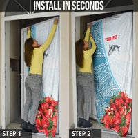 Personalized American Samoa Masefau Door Cover Hibiscus Tropical Floral Whale Polynesian Tribal Pattern