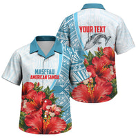 Personalized American Samoa Masefau Family Matching Short Sleeve Bodycon Dress and Hawaiian Shirt Hibiscus Tropical Floral Whale Polynesian Tribal Pattern