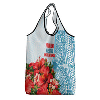 Personalized American Samoa Masefau Grocery Bag Hibiscus Tropical Floral Whale Polynesian Tribal Pattern