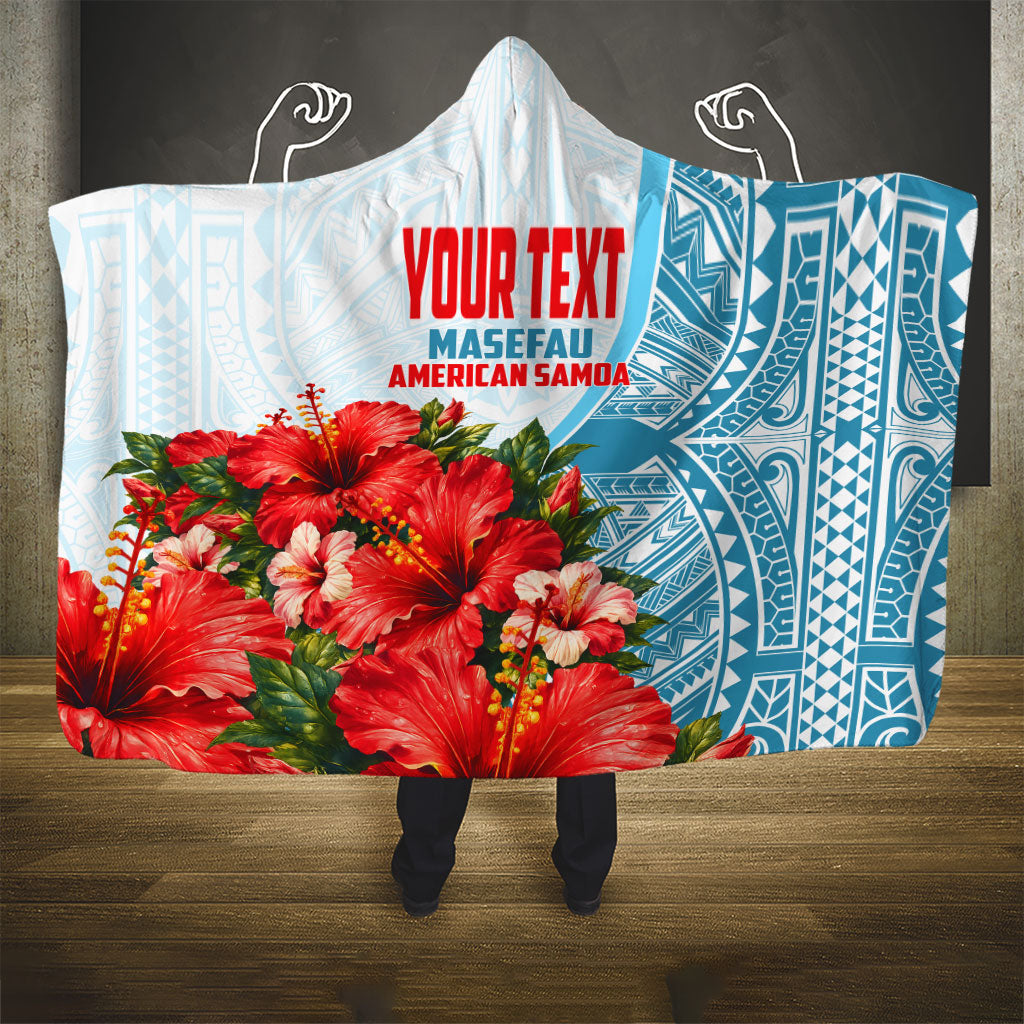 Personalized American Samoa Masefau Hooded Blanket Hibiscus Tropical Floral Whale Polynesian Tribal Pattern