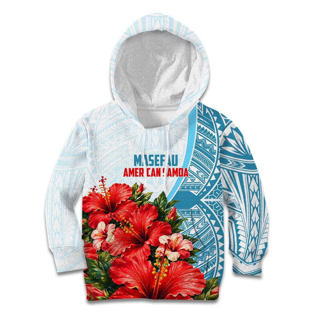 Personalized American Samoa Masefau Kid Hoodie Hibiscus Tropical Floral Whale Polynesian Tribal Pattern