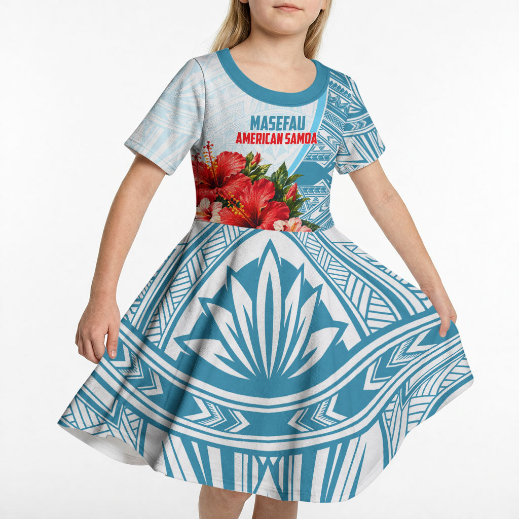Personalized American Samoa Masefau Kid Short Sleeve Dress Hibiscus Tropical Floral Whale Polynesian Tribal Pattern