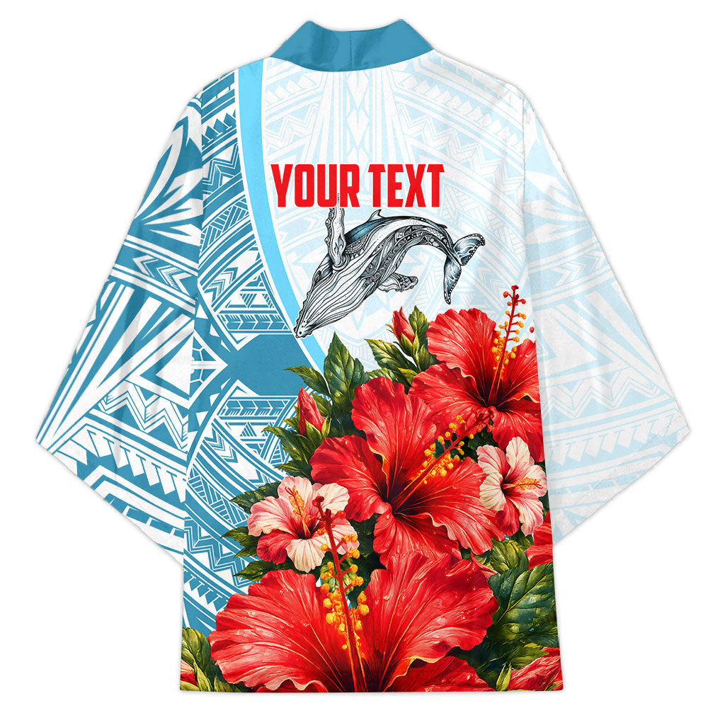 Personalized American Samoa Masefau Kimono Hibiscus Tropical Floral Whale Polynesian Tribal Pattern