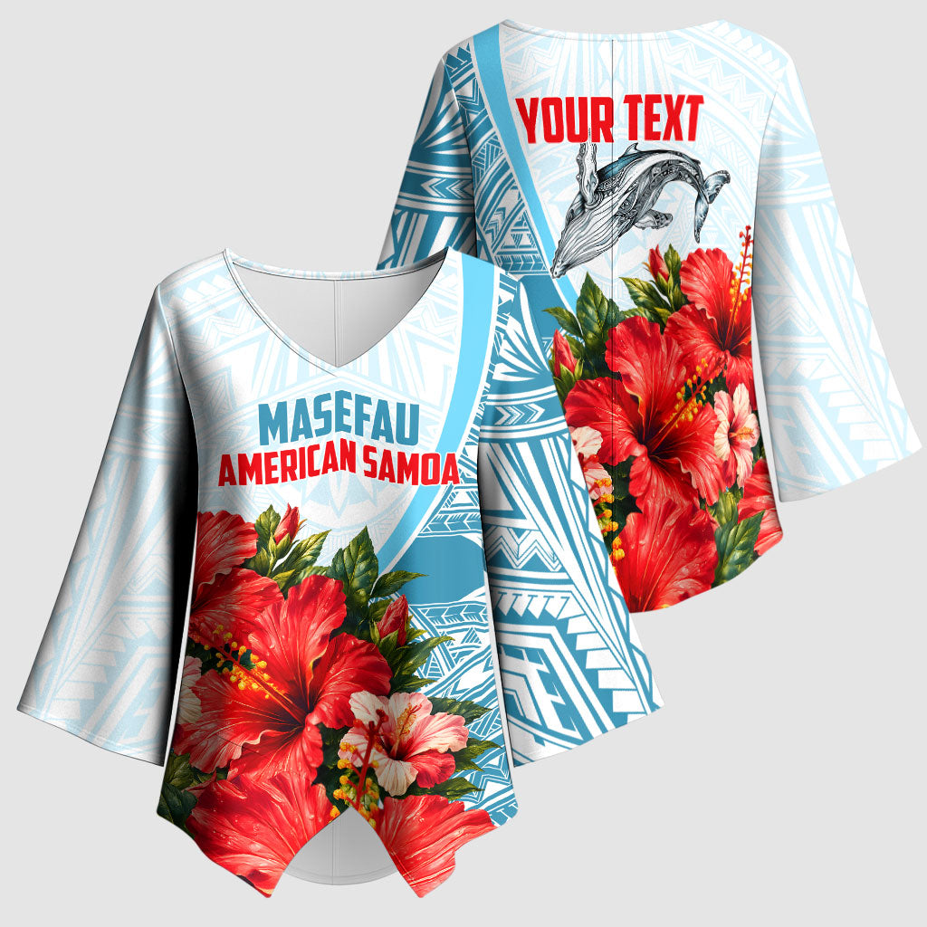 Personalized American Samoa Masefau Kimono Sleeve Blouse Hibiscus Tropical Floral Whale Polynesian Tribal Pattern