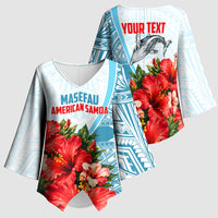 Personalized American Samoa Masefau Kimono Sleeve Blouse Hibiscus Tropical Floral Whale Polynesian Tribal Pattern