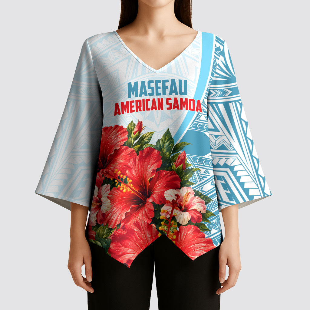 Personalized American Samoa Masefau Kimono Sleeve Blouse Hibiscus Tropical Floral Whale Polynesian Tribal Pattern