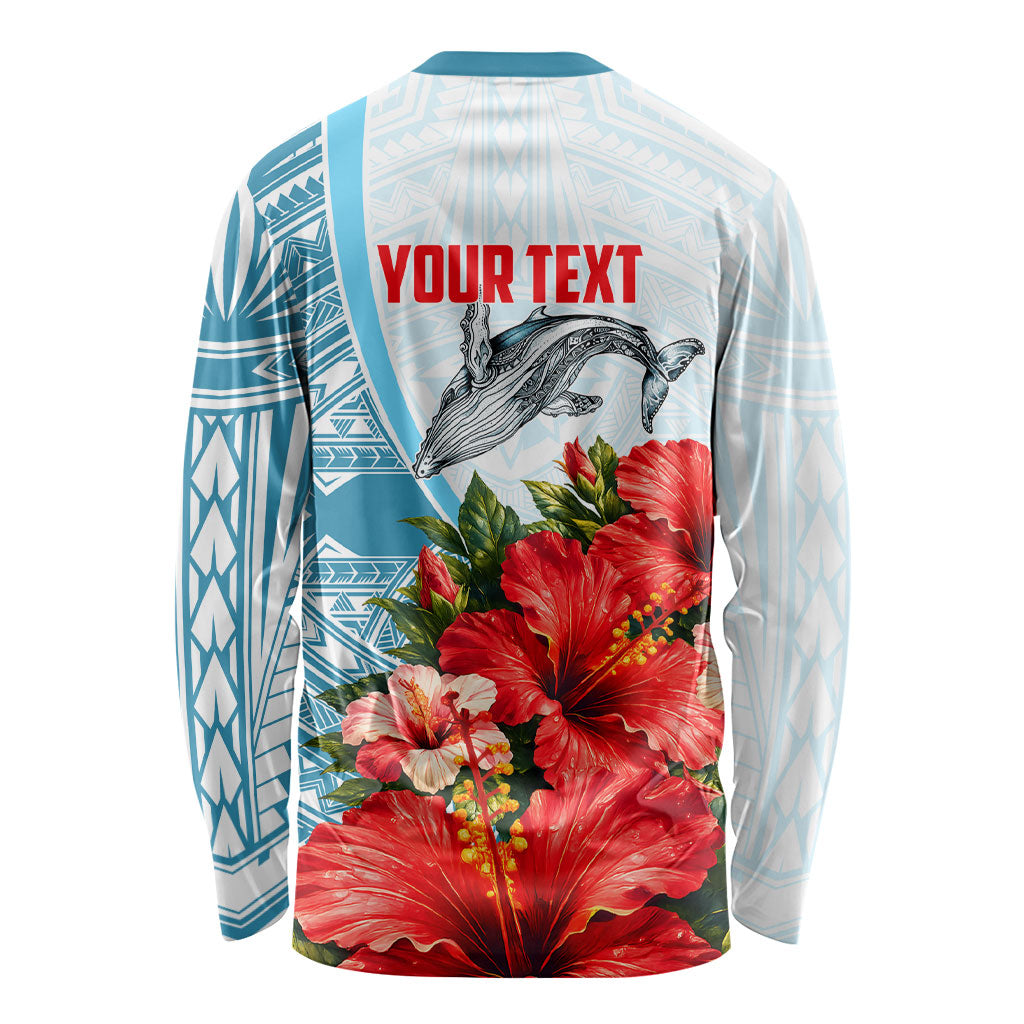 Personalized American Samoa Masefau Long Sleeve Shirt Hibiscus Tropical Floral Whale Polynesian Tribal Pattern
