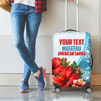 Personalized American Samoa Masefau Luggage Cover Hibiscus Tropical Floral Whale Polynesian Tribal Pattern