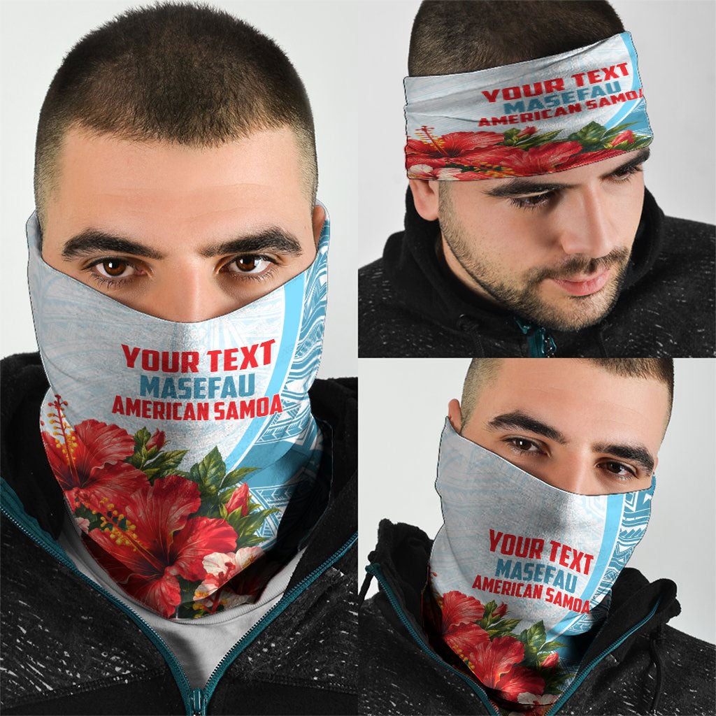Personalized American Samoa Masefau Neck Gaiter Hibiscus Tropical Floral Whale Polynesian Tribal Pattern