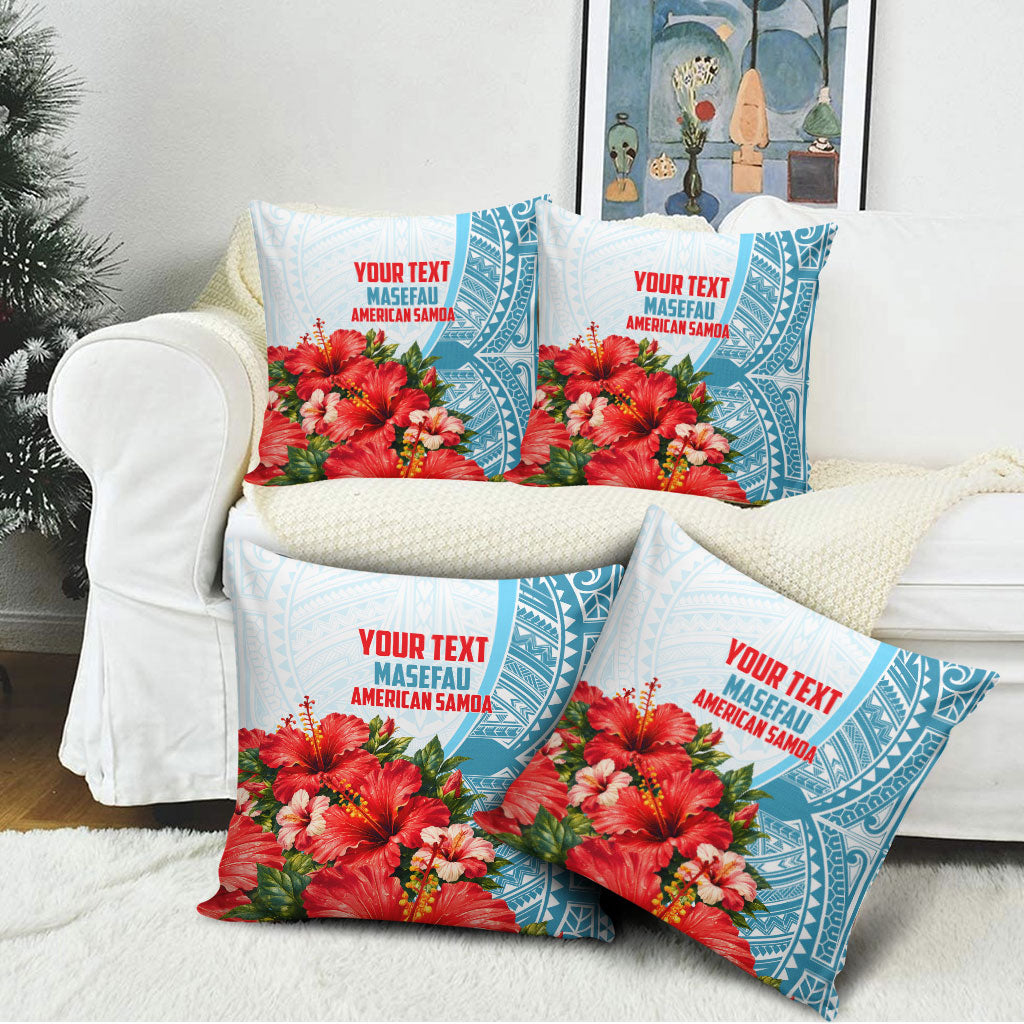 Personalized American Samoa Masefau Pillow Cover Hibiscus Tropical Floral Whale Polynesian Tribal Pattern