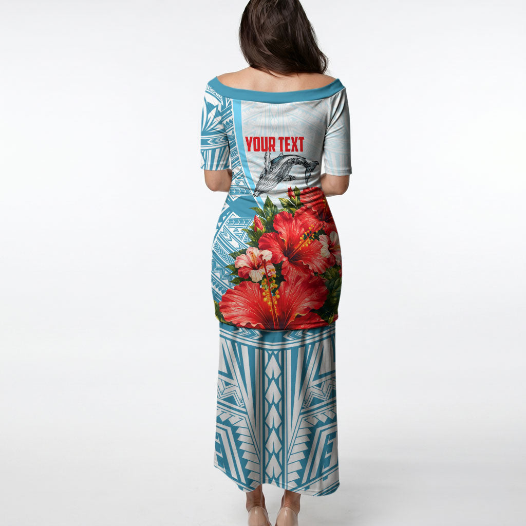 Personalized American Samoa Masefau Puletasi Hibiscus Tropical Floral Whale Polynesian Tribal Pattern