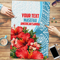 Personalized American Samoa Masefau Puzzle Hibiscus Tropical Floral Whale Polynesian Tribal Pattern