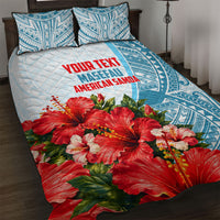 Personalized American Samoa Masefau Quilt Bed Set Hibiscus Tropical Floral Whale Polynesian Tribal Pattern
