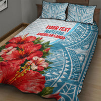 Personalized American Samoa Masefau Quilt Bed Set Hibiscus Tropical Floral Whale Polynesian Tribal Pattern