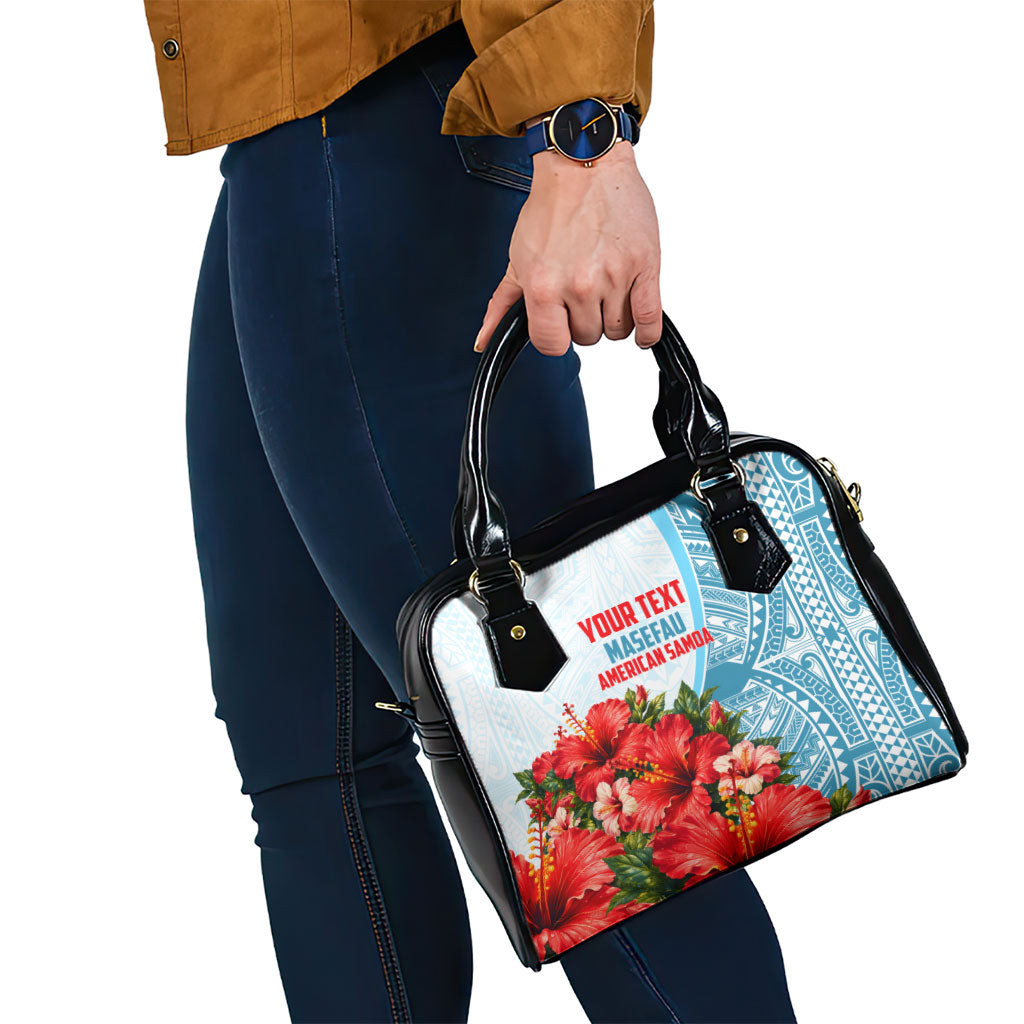 Personalized American Samoa Masefau Shoulder Handbag Hibiscus Tropical Floral Whale Polynesian Tribal Pattern