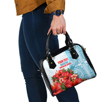 Personalized American Samoa Masefau Shoulder Handbag Hibiscus Tropical Floral Whale Polynesian Tribal Pattern