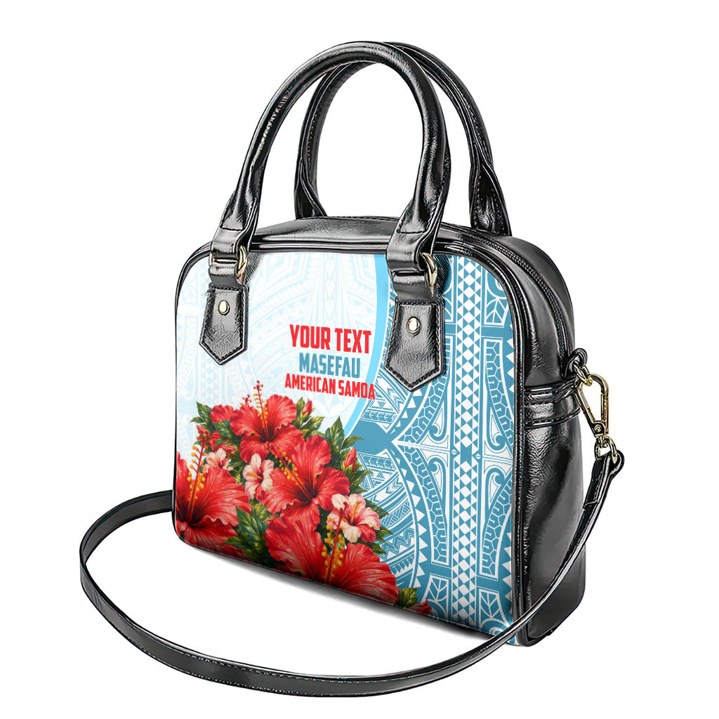 Personalized American Samoa Masefau Shoulder Handbag Hibiscus Tropical Floral Whale Polynesian Tribal Pattern