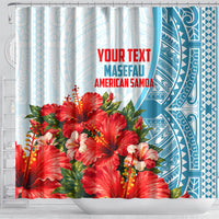 Personalized American Samoa Masefau Shower Curtain Hibiscus Tropical Floral Whale Polynesian Tribal Pattern