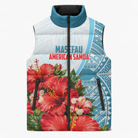 Personalized American Samoa Masefau Sleeveless Puffer Jacket Hibiscus Tropical Floral Whale Polynesian Tribal Pattern