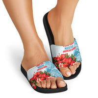 Personalized American Samoa Masefau Slide Sandals Hibiscus Tropical Floral Whale Polynesian Tribal Pattern