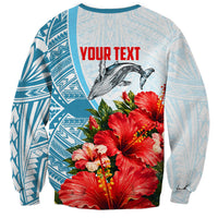 Personalized American Samoa Masefau Sweatshirt Hibiscus Tropical Floral Whale Polynesian Tribal Pattern