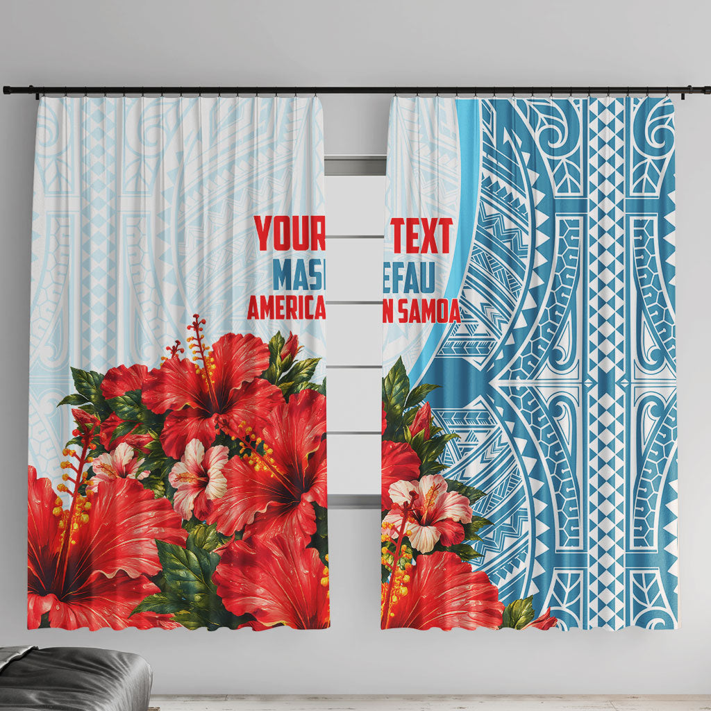 Personalized American Samoa Masefau Window Curtain Hibiscus Tropical Floral Whale Polynesian Tribal Pattern