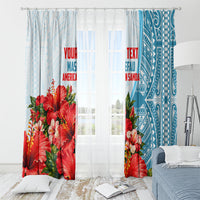 Personalized American Samoa Masefau Window Curtain Hibiscus Tropical Floral Whale Polynesian Tribal Pattern