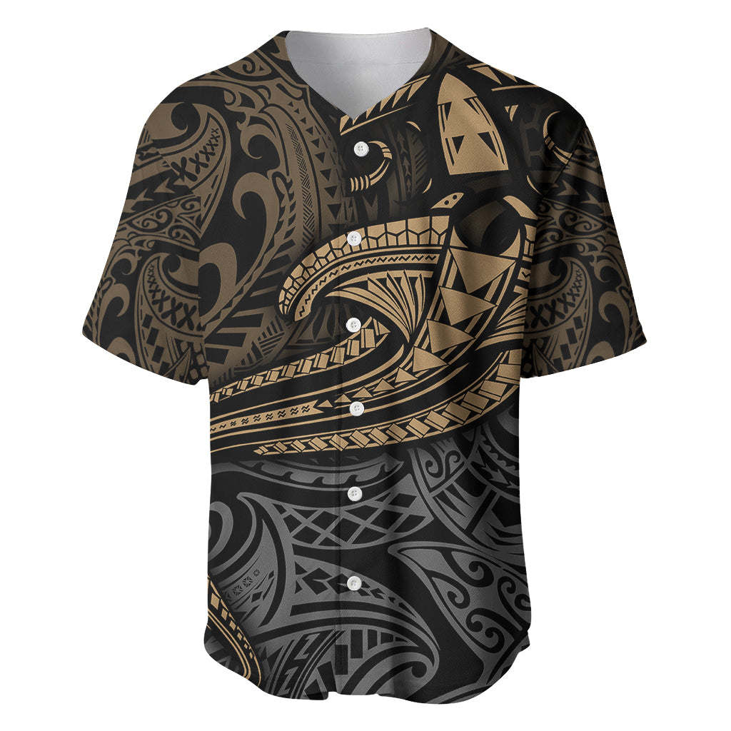 Polynesian Baseball Jersey Hammerhead Shark Tribal Pattern TS04 Black Yellow - Polynesian Pride