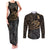 Polynesian Couples Matching Tank Maxi Dress and Long Sleeve Button Shirts Hammerhead Shark Tribal Pattern TS04 Black/Yellow - Polynesian Pride