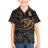Polynesian Family Matching Short Sleeve Bodycon Dress and Hawaiian Shirt Hammerhead Shark Tribal Pattern TS04 Son's Shirt Black Yellow - Polynesian Pride