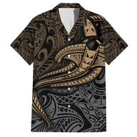 Polynesian Family Matching Tank Maxi Dress and Hawaiian Shirt Hammerhead Shark Tribal Pattern TS04 Dad's Shirt - Short Sleeve Black Yellow - Polynesian Pride