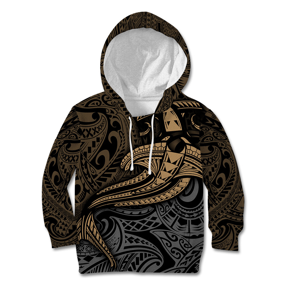 Polynesian Kid Hoodie Hammerhead Shark Tribal Pattern TS04 Hoodie Black/Yellow - Polynesian Pride