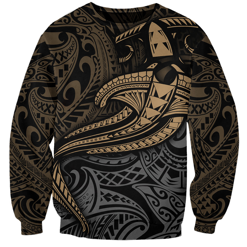 Polynesian Sweatshirt Hammerhead Shark Tribal Pattern TS04 Unisex Black Yellow - Polynesian Pride