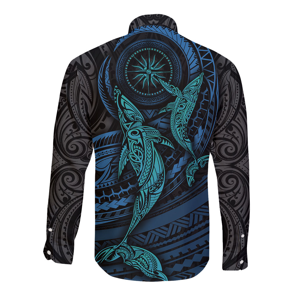 Polynesian Whale Long Sleeve Button Shirt TS04 - Polynesian Pride