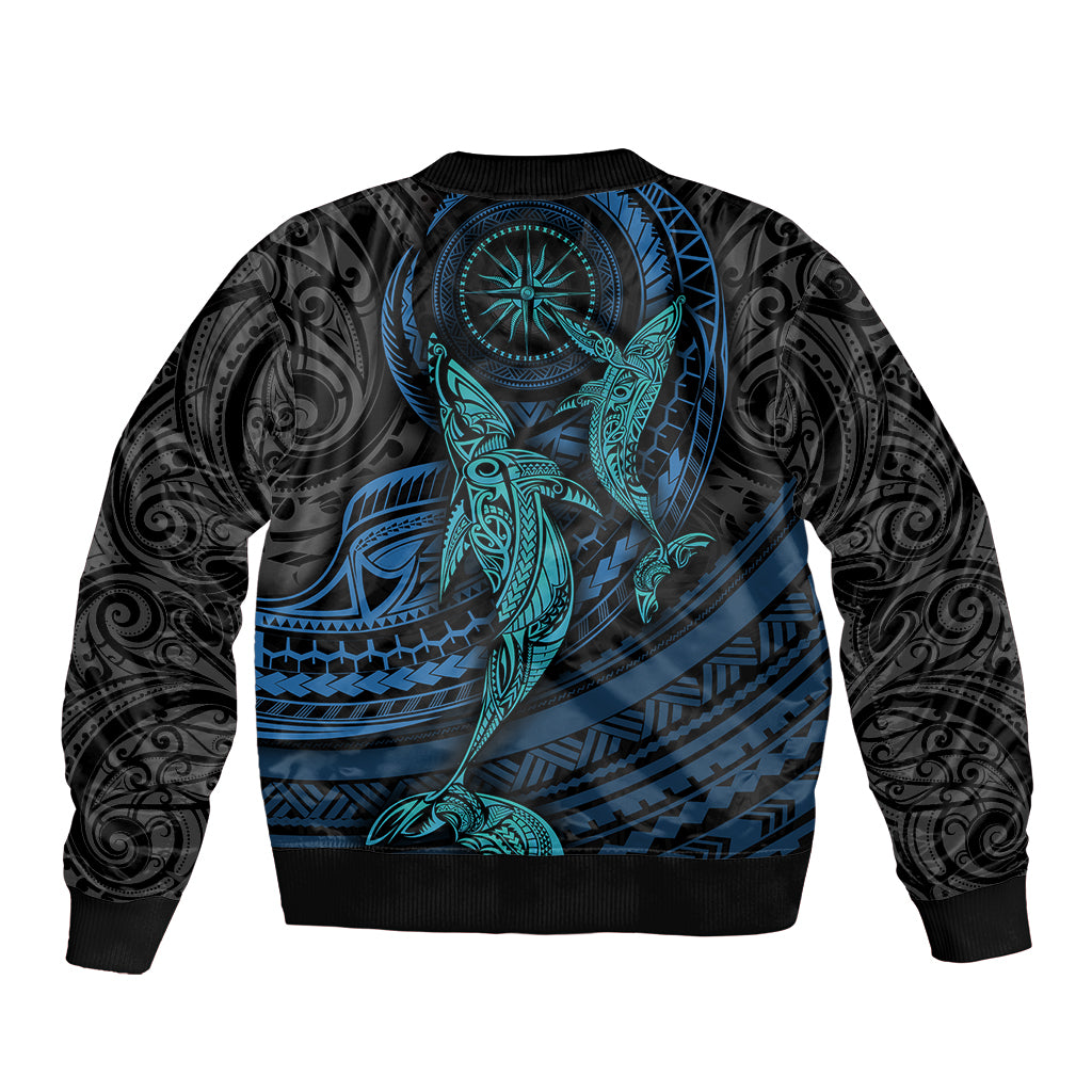 Polynesian Whale Sleeve Zip Bomber Jacket TS04 - Polynesian Pride