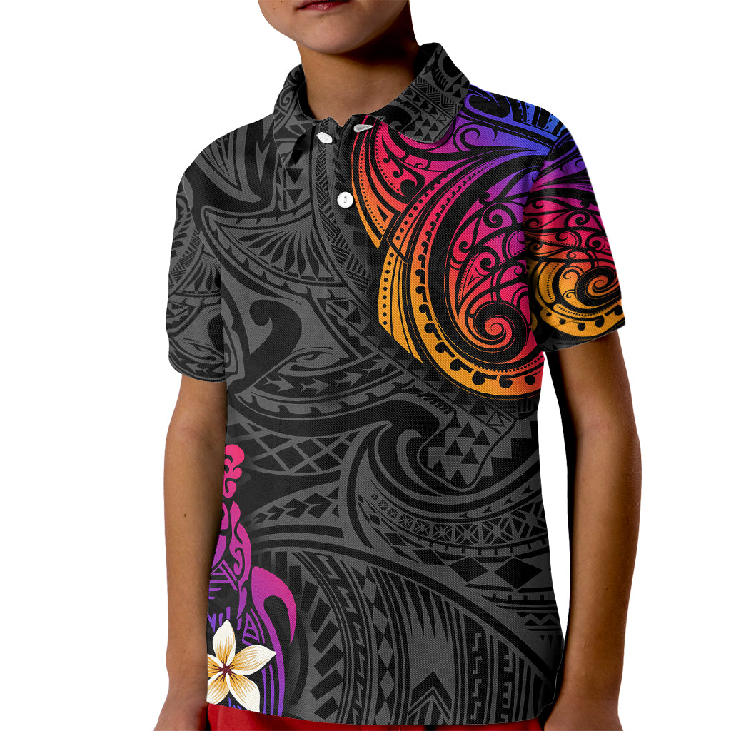 Turtle and Plumeria - Polynesian Kid Polo Shirt TS04 Kid Gradient - Polynesian Pride