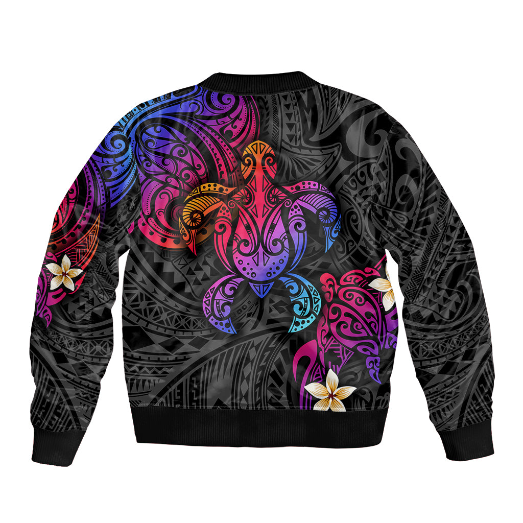 Turtle and Plumeria - Polynesian Sleeve Zip Bomber Jacket TS04 - Polynesian Pride