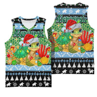 Micronesia Christmas Basketball Jersey with Santa Turtle Coral Reef and Holiday Ocean Pattern TS04 - Polynesian Pride
