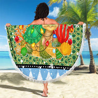 Micronesia Christmas Beach Blanket with Santa Turtle Coral Reef and Holiday Ocean Pattern TS04 - Polynesian Pride