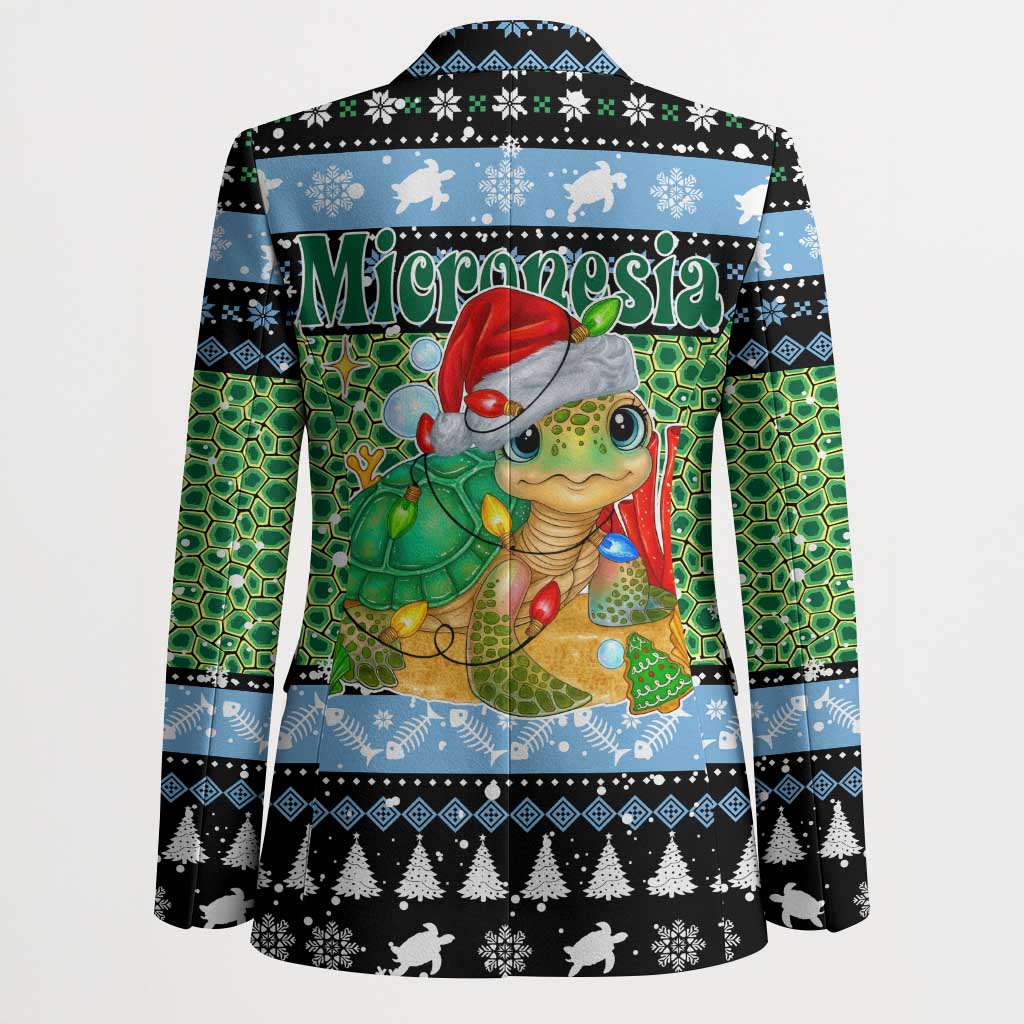 Micronesia Christmas Blazer with Santa Turtle Coral Reef and Holiday Ocean Pattern - Polynesian Pride