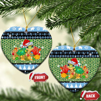 Micronesia Christmas Ceramic Ornament with Santa Turtle Coral Reef and Holiday Ocean Pattern - Polynesian Pride