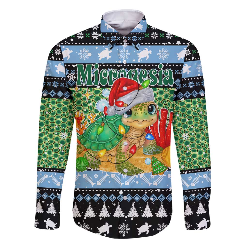 Micronesia Christmas Family Matching Mermaid Dress and Hawaiian Shirt with Santa Turtle Coral Reef and Holiday Ocean Pattern - Polynesian Pride