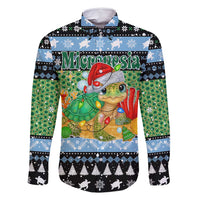 Micronesia Christmas Family Matching Mermaid Dress and Hawaiian Shirt with Santa Turtle Coral Reef and Holiday Ocean Pattern - Polynesian Pride