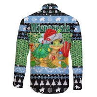Micronesia Christmas Family Matching Mermaid Dress and Hawaiian Shirt with Santa Turtle Coral Reef and Holiday Ocean Pattern - Polynesian Pride