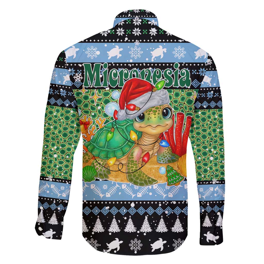 Micronesia Christmas Family Matching Short Sleeve Bodycon Dress and Hawaiian Shirt with Santa Turtle Coral Reef and Holiday Ocean Pattern - Polynesian Pride