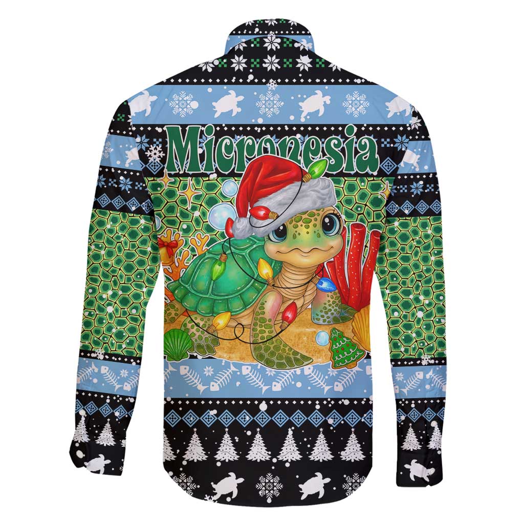 Micronesia Christmas Family Matching Tank Maxi Dress and Hawaiian Shirt with Santa Turtle Coral Reef and Holiday Ocean Pattern - Polynesian Pride